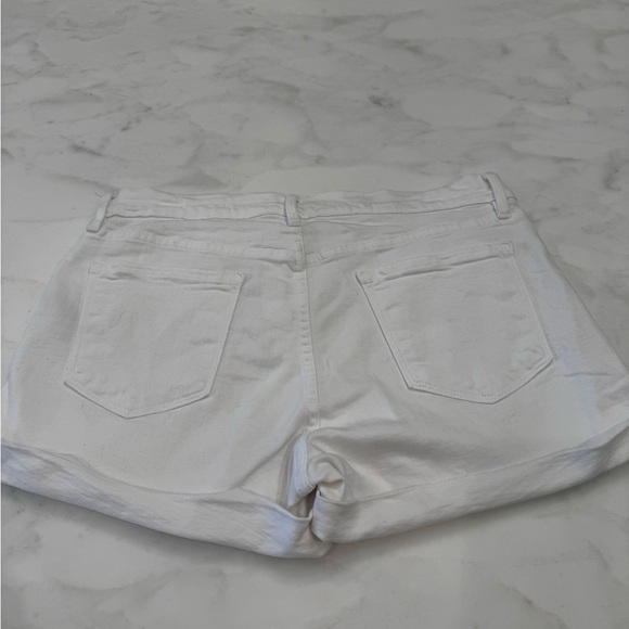 Frame Denim “Le Cutoff” White Jean Shorts with Frayed Cuffed Hem - Picture 1 of 3